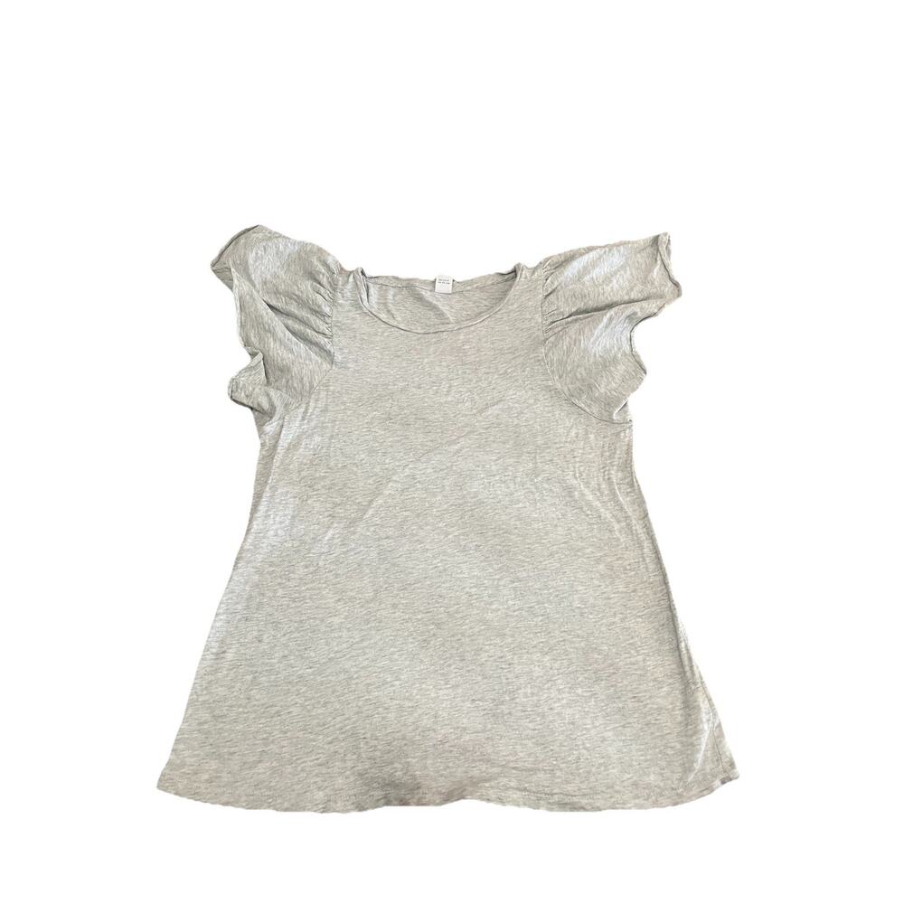 Women Old Navy heathered Gray Ruffle short‎ Sleeve Shirt Top Medium Stretchy